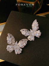 Load image into Gallery viewer, Minimalist Butterfly Zircon Earrings – Elegant Silver Studs for Brides and Evening Wear