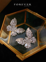 Load image into Gallery viewer, Minimalist Butterfly Zircon Earrings – Elegant Silver Studs for Brides and Evening Wear