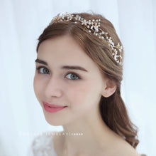 Load image into Gallery viewer, New Arrival: Ethereal Princess Bridal Tiara – Sweet Ribbon Headband &amp; Golden Hair Band for Wedding &amp; Korean Style Hairstyles