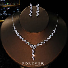 Load image into Gallery viewer, Elegant Korean-Inspired Zircon Bridal Jewelry Set – Necklace &amp; Earrings 2PC for Wedding &amp; Formal Events