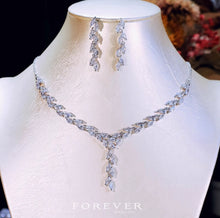 Load image into Gallery viewer, Elegant Korean-Inspired Zircon Bridal Jewelry Set – Necklace &amp; Earrings 2PC for Wedding &amp; Formal Events