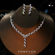 Load image into Gallery viewer, Elegant Korean-Inspired Zircon Bridal Jewelry Set – Necklace &amp; Earrings 2PC for Wedding &amp; Formal Events