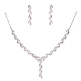Elegant Korean-Inspired Zircon Bridal Jewelry Set – Necklace & Earrings 2PC for Wedding & Formal Events
